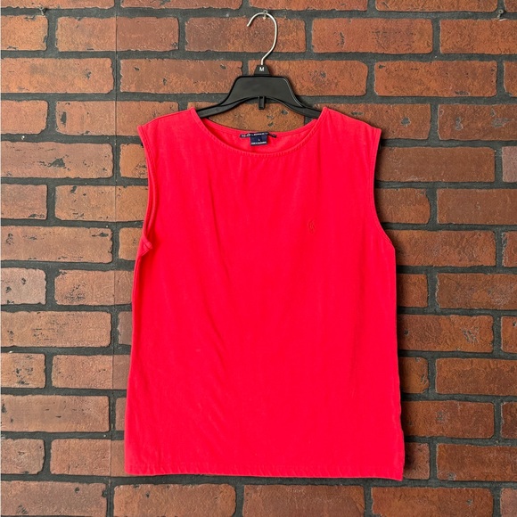 Ralph Lauren Tops - Ralph Lauren Sport Women’s Large Coral Sleeveless‎ Tank Top Stretch Cotton Logo